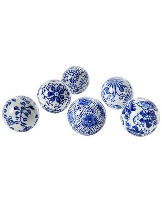 Two's Company Set Of 6 Hand-Painted Decorative Balls