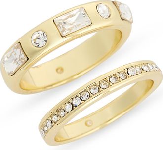 Covet Pack of 2 Cubic Zirconia Stacking Rings in Clear/Gold at Nordstrom Rack, Size 8