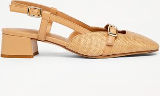 Russell & Bromley REMI Womens Light Brown Raffia Mary Jane Slingback Heel