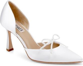Badgley Mischka Olympic dOrsay Pump in White Satin at Nordstrom, Size 10