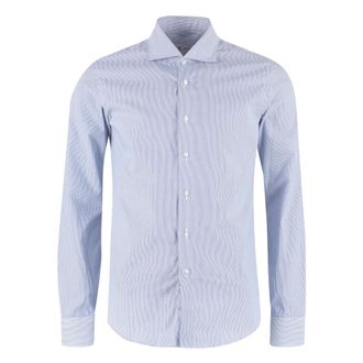 THE (ALPHABET) Formal Shirts, male, Blue, M, Striped Cotton Shirt