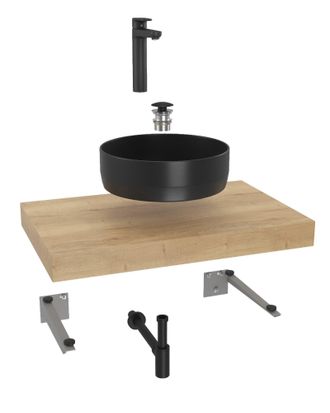 Puma Naturel - Conjunto De Ba&ntilde;o Hansgrohe Con Dolce 80x8x50 Cm, Roble Halifax Ksetdo10