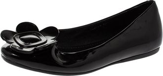 Roger Vivier Black Floral Applique Patent Leather Ballet Flats