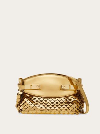 Ferragamo Women Hug soft crossbody bag with sequins (XS) Gold