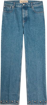 Valentino Garavani Stud-embellished Straight-leg Cotton Jeans - Denim - 36 (W36 / XL)