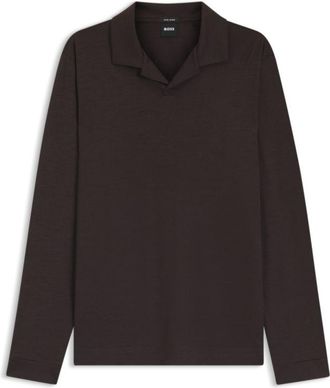 BOSS Wool-blend polo shirt with Johnny collar