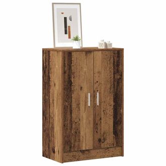 Berkfield Home Shoe Cabinet Old Wood 60x35x92 cm Engineered Wood in Brown | Size: 60 x 35 x 92 cm