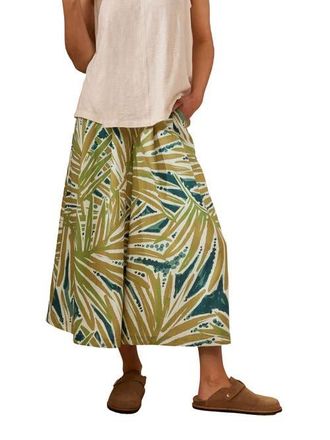 Celtic & Co. Printed Midi Wide Leg Culottes in Palm Print at Nordstrom, Size 8