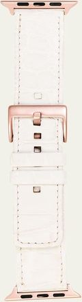 Abas Mens Apple Watch Matte Alligator Watch Strap, Rose Gold Finish