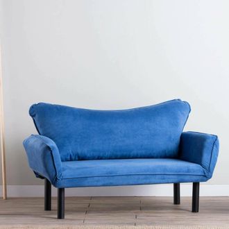 Dmora Sof&aacute; Cama 2 Plazas Hone, Almacenaje, Reclinable, Sistema Click-clack, 140x65 Cm Azul