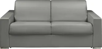 Vente-Unique Vente-unique - Divano Letto 3 Posti Ribalta Letto 140cm Materasso 18cm Memory Foam - In Similpelle Grigio - Calito