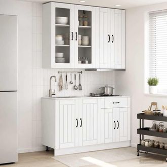 vidaXL Vidaxl Unit&agrave; Cucina Lucca 4 Pz Bianco Legno Ingegnerizzato