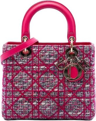 Dior Pre-owned Lady Dior - Dames - Vintage Handtas - Roze - ONE Size - Tweed - Vintage