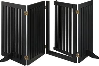 Relaxdays Relaxdays Barrera Seguridad Ni&ntilde;os, Valla Protectora Beb&eacute;s Y Mascotas, 4 Paneles, Con Puerta, Plegable, 70x207 Cm, Negra