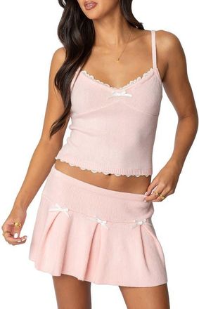 Edikted Lace Trim Sweater Camisole in Light-Pink at Nordstrom, Size X-Small