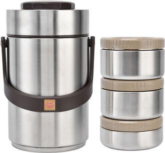 OEM Fiambrera, Acero Inoxidable 304, Aislamiento Al Vac&iacute;o, 2,3 L, 3 Compartimentos, Oficina, Picnic