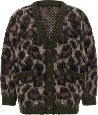 R13 Cardigan met luipaardprint - Dames - Vesten - Veelkleurig - XS - Wol - Truien & Vesten