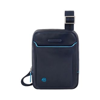 Piquadro Leren Heren Schoudertas met Ritssluiting - Heren - Tassen - Blauw - Maat: ONE Size Leer