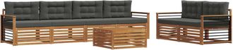 vidaXL Conjunto De Sof&aacute;s De Exterior 7 Uds. Natural Y Antracita Vidaxl
