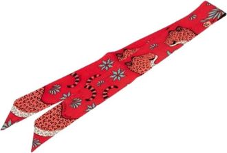 Herm&egrave;s Pre-owned Scarves, female, Red, Size: ONE SIZE Pre-owned Silk Scarf