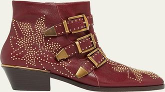 Chlo&eacute; 40mm Susanna Studded Leather Ankle Booties
