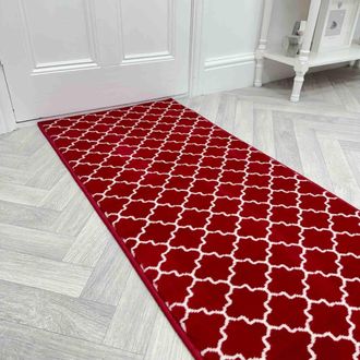 Runrug Hallway Carpet Runner Rug - Soft & Comfy, 9mm -Avanti in Red | Size: 60 cm x 420 cm