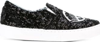 Chiara Ferragni Zwarte Sequin Slip-On Sneakers - Dames - Sneakers - Zwart - 37 EU - Leer - Schoenen