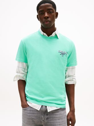 Tommy Jeans T-Shirt TOMMY JEANS TJM REG SIGNATURE CITY TEE, Herren, Gr. XL, gr&uuml;n (lagoon gr&uuml;n), Single Jersey, Obermaterial: 100% Baumwolle, regular fit, Rundhals