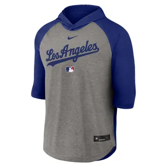 Nike Los Angeles Dodgers Authentic Collection Flux Nike Mens Dri-FIT MLB 3/4-Sleeve Hooded T-Shirt in Blue | 04HI0ECXLD-LQZ