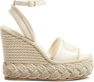 Valentino Garavani Sandali VLogo Torchon con zeppa 130mm - Bianco