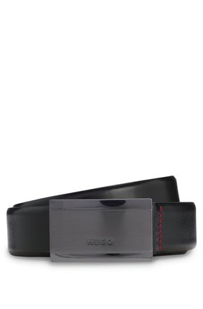 HUGO BOSS Lederg&uuml;rtel HUGO Gexter Sz30, Herren, Gr. 110, schwarz (schwarz 001), Rindsleder, unifarben, G&uuml;rtel Lederg&uuml;rtel, mit Koppelschliesse