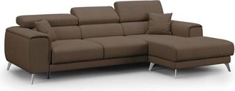 Divani.Store Divani.store - Fusion Sof&aacute; Esquinero Con Asientos Desmontables En Tela Suave Antimanchas 260 Cm Izquierdo Marr&oacute;n