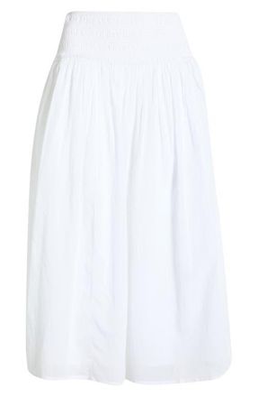 Open Edit Smock Waist Midi Skirt in White at Nordstrom, Size Xx-Small