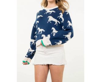 THML Clothing Womens Horse Sweater In Blue