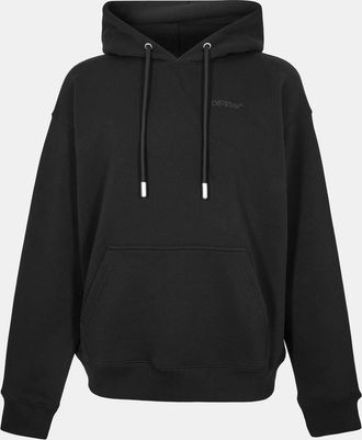 Off-white Mens Off White Oversize Fit Hooded Neck Drop Shoulder Sweatshirt in Black-Black - Size X-Large
