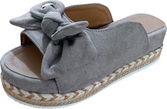 Generic Womens Summer Slippers with Footbed, Slippers Womens 42 Open Platform Non-Slip Slippers Open Toe Beach Shoes Weave Flat Sandals Breathable Beach Shoes