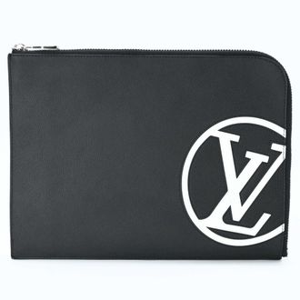 Louis Vuitton Black Leather Clutch Bag Pochette (Pre-Owned)