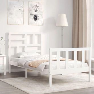 vidaXL Vidaxl - Estructura Cama Sin Colch&oacute;n Madera Maciza Pino Blanca 100x200cm