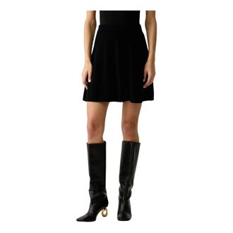Pinko Pinko - Uitlopende minirok - Dames - Rokken - Zwart - Maat: L Wol