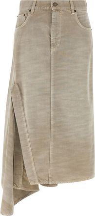 Haikure Gray Cotton Midi Womens Skirt