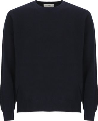 Della Ciana Blue Wool-Blend Crew Neck Sweater