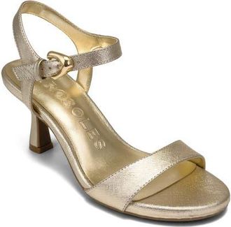 Aerosoles Divia Ankle Strap Sandal in Soft Gold Fx Saffiano at Nordstrom, Size 9.5