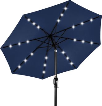 Best Choice Products 10ft Solar LED Lighted Patio Umbrella w/ Tilt Adjustment, UV-Resistant Fabric