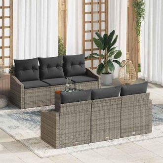 vidaXL Conjunto De Sof&aacute; De Jard&iacute;n 7 Pcs Gris Vidaxl