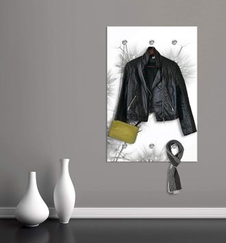 Queence Garderobenleiste »Alamea« Pusteblume, schwarz, weiss, Garderobe