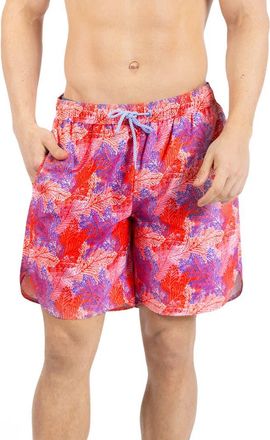Tailorbyrd Leaves Print Swim Trunks in Coral at Nordstrom Rack, Size X-Large