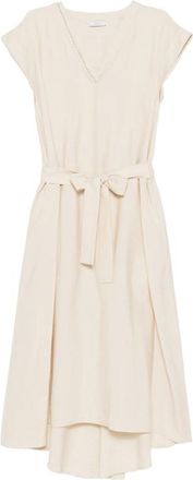 PESERICO V-neck Belted-waist Midi Dress