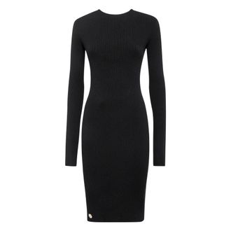 Philipp Plein Gebreide Midi Criss Cross Jurk - Dames - Kleedjes - Zwart - L - Polyester - Kleedjes