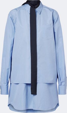sacai Layered striped cotton-blend poplin shirt
