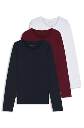 HUGO BOSS longsleeve-Shirt R-Neck Classic COTTON 3pcs/pack 3 Stk. mit BOSS Logo-Schriftzug